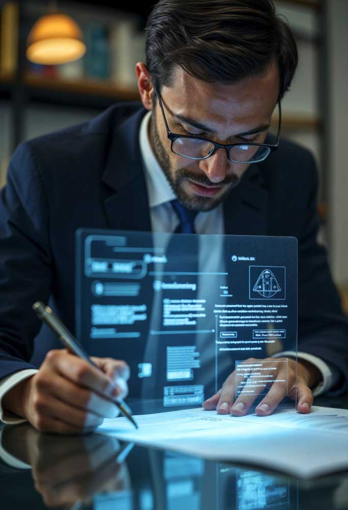 bookkeeping services miami professional analyzing financial documents and accounting data using advanced digital tools in a modern office